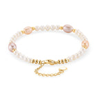 AAA Mehrfarbige Süßwasser Perle Armband ca. 18cm + 2.5cm Extender, Nickelfreies Messing gelb vergoldet