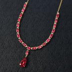 Empress Flame - D joy Lab Created Padparadscha-Saphir Halskette ca. 45 cm 925 Silber 750 Gelbgold Vermeil ca. 19.30 ct