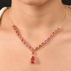Empress Flame - D joy Lab Created Padparadscha-Saphir Halskette ca. 45 cm 925 Silber 750 Gelbgold Vermeil ca. 19.30 ct