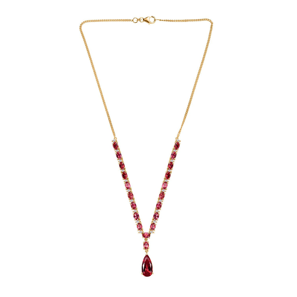 Empress Flame - D joy Lab Created Padparadscha-Saphir Halskette ca. 45 cm 925 Silber 750 Gelbgold Vermeil ca. 19.30 ct