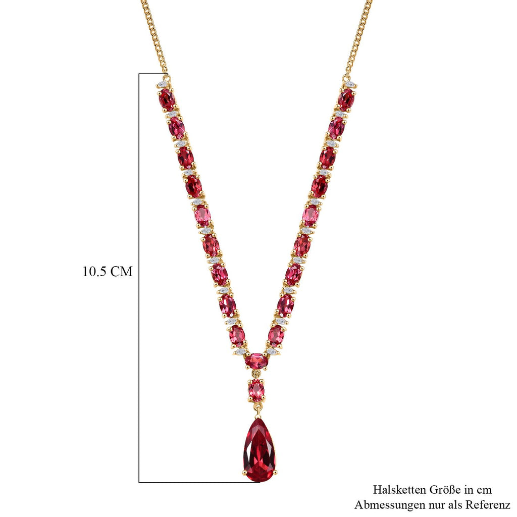 Empress Flame - D joy Lab Created Padparadscha-Saphir Halskette ca. 45 cm 925 Silber 750 Gelbgold Vermeil ca. 19.30 ct