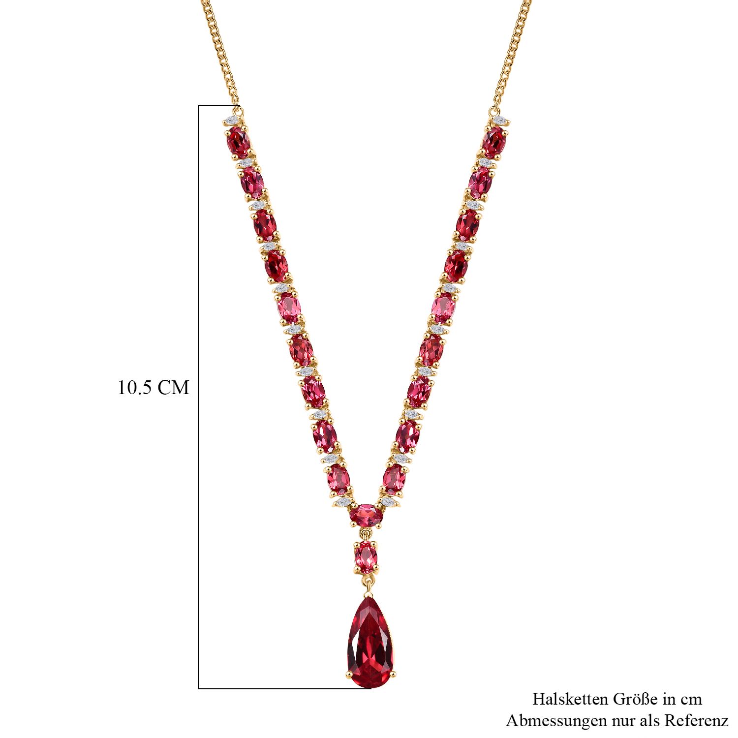 Empress Flame - D joy Lab Created Padparadscha-Saphir Halskette ca. 45 cm 925 Silber 750 Gelbgold Vermeil ca. 19.30 ct