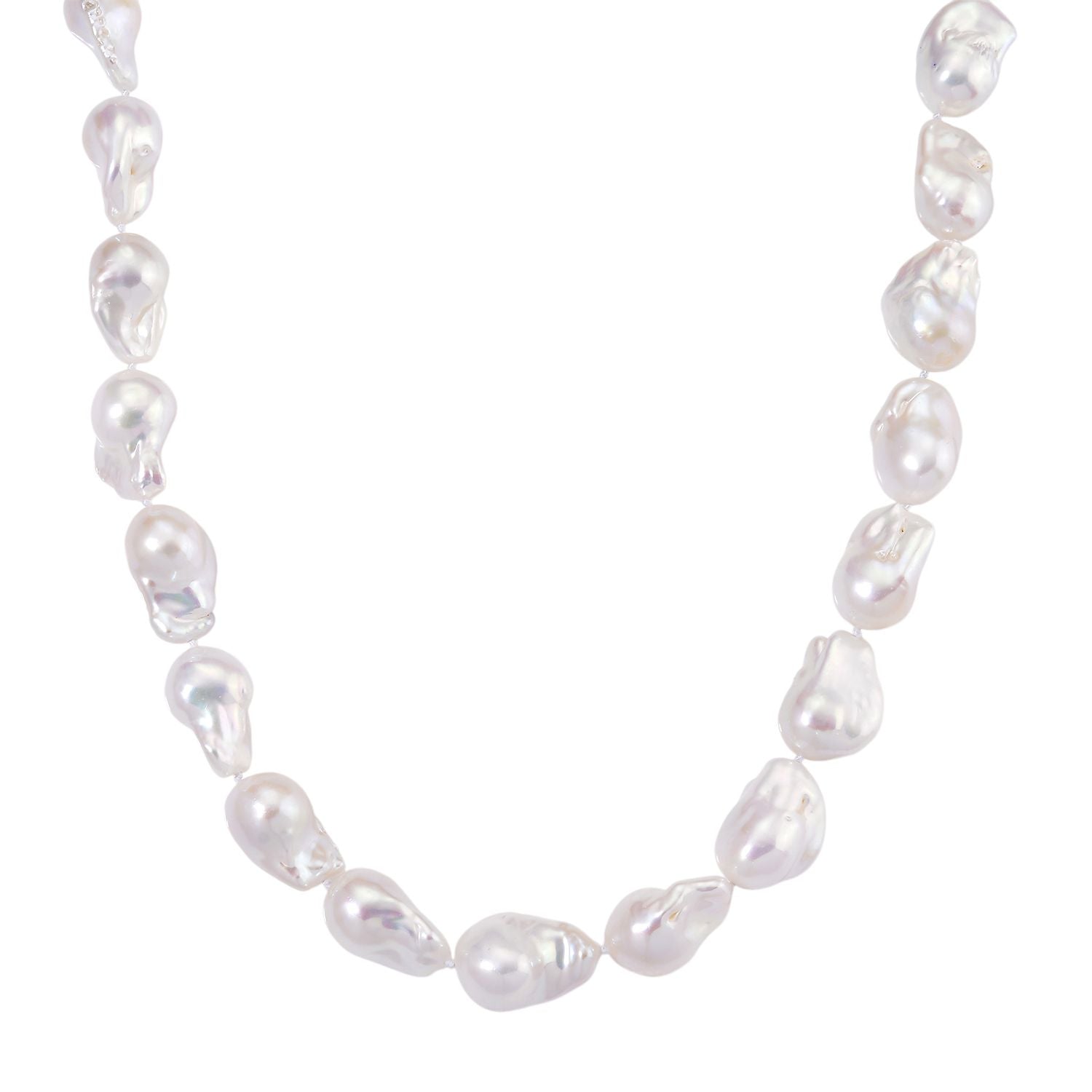 Exklusives Angebot- Weiße Süßwasser Barockperle Collier, ca. 45 cm mit 5 cm Extender, 925 Silber rhodiniert, (Perlenröße ca. 18-19 mm x 24-30 mm)