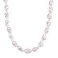 Exklusives Angebot- Weiße Süßwasser Barockperle Collier, ca. 45 cm mit 5 cm Extender, 925 Silber rhodiniert, (Perlenröße ca. 18-19 mm x 24-30 mm)