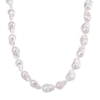 Exklusives Angebot- Weiße Süßwasser Barockperle Collier, ca. 45 cm mit 5 cm Extender, 925 Silber rhodiniert, (Perlenröße ca. 18-19 mm x 24-30 mm)