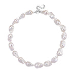 Exklusives Angebot- Weiße Süßwasser Barockperle Collier, ca. 45 cm mit 5 cm Extender, 925 Silber rhodiniert, (Perlenröße ca. 18-19 mm x 24-30 mm)