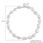 Exklusives Angebot- Weiße Süßwasser Barockperle Collier, ca. 45 cm mit 5 cm Extender, 925 Silber rhodiniert, (Perlenröße ca. 18-19 mm x 24-30 mm)