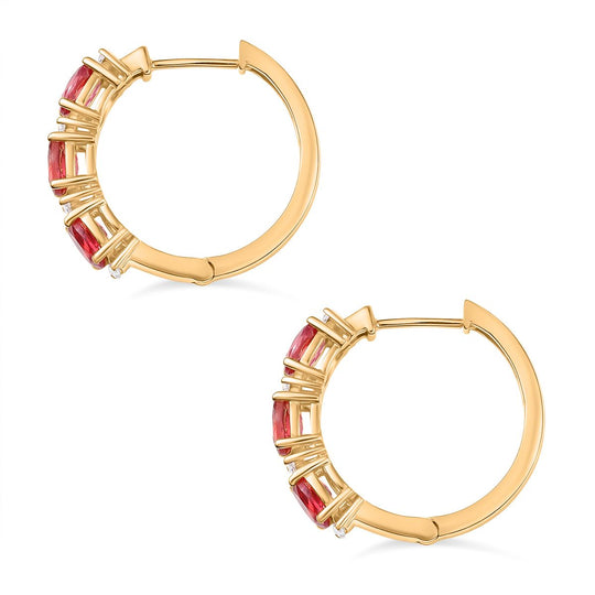 Empress Flame - D joy Lab Created Padparadscha-Saphir , Moissanit Ohrringe 925 Silber 750 Gelbgold Vermeil ca. 4.00 ct
