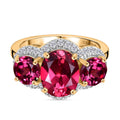 Trinity Flame - D joy Lab Created Padparadscha-Saphir  Ring 925 Silber 750 Gelbgold Vermeil (Größe 17.00) ca. 6.79 ct
