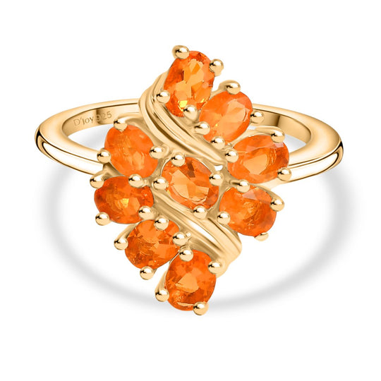 D'joy Feueropal Ring 925 Silber 750 Gelb Vergoldet (Größe 19.00) ca. 1.13 ct