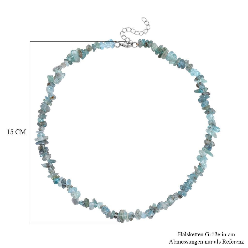 Grüner Apatit Halskette, flexibel, Reiner Edelstahl ca. 160.00 ct