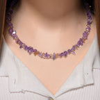 Afrikanischer Amethyst, Citrin Halskette, flexibel, Reiner Edelstahl ca. 160.00 ct