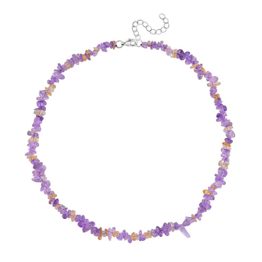 Afrikanischer Amethyst, Citrin Halskette, flexibel, Reiner Edelstahl ca. 160.00 ct