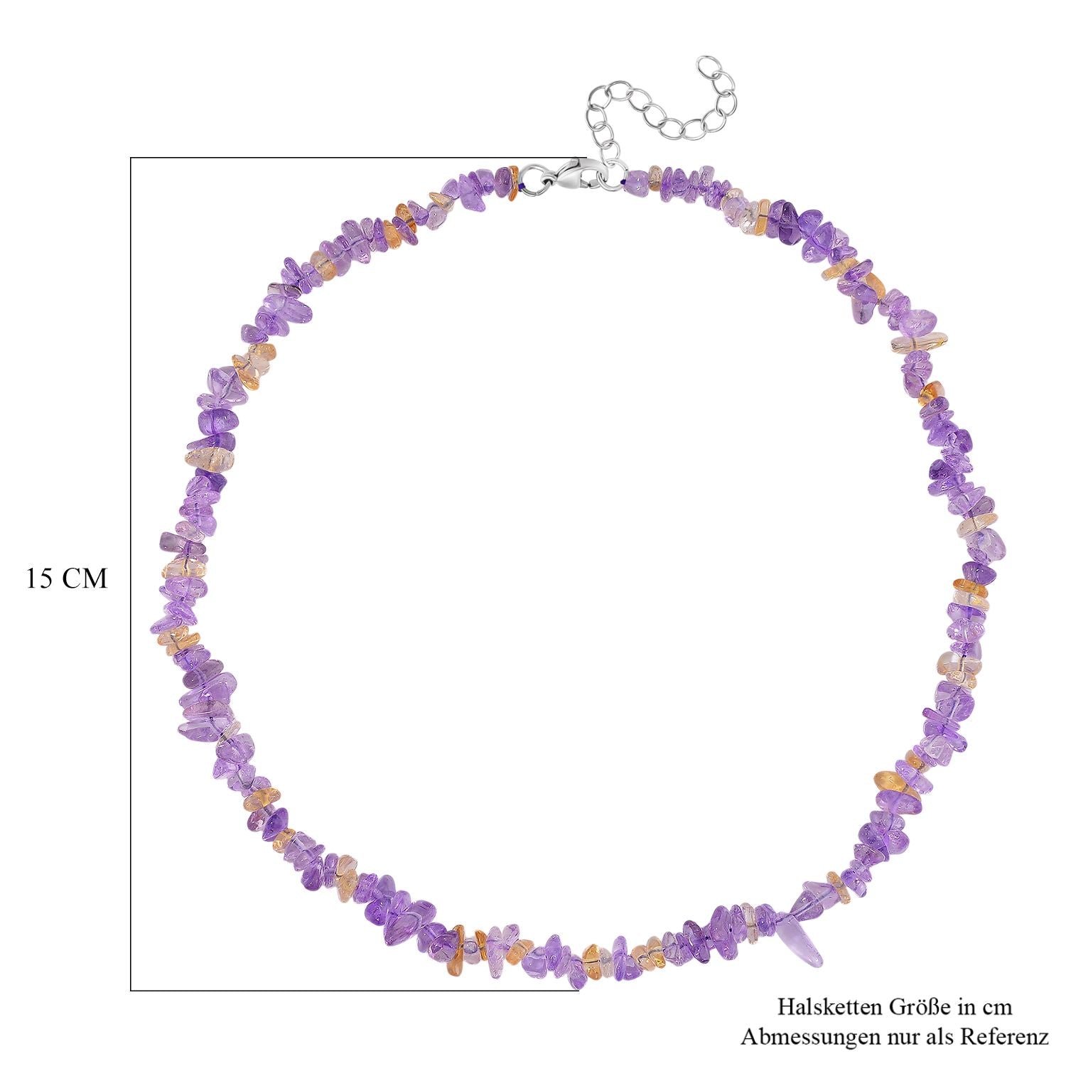 Afrikanischer Amethyst, Citrin Halskette, flexibel, Reiner Edelstahl ca. 160.00 ct