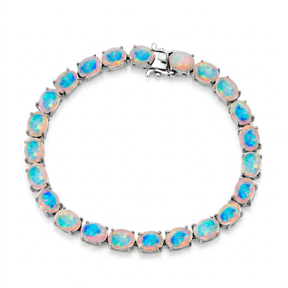 AA Natürlicher, äthiopischer Welo Opal Armband ca. 19 cm 925 Silber rhodiniert ca. 16.25 ct