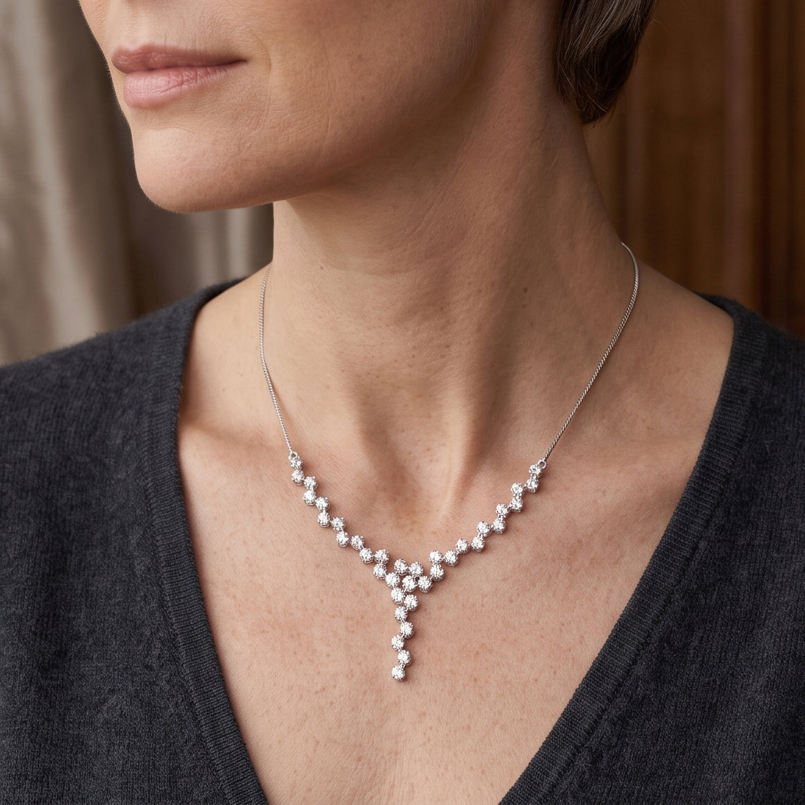 LUXURIANT DIAMOND - Lab Grown Diamant VS1-SI1/D-F GCI zertifiziert Halskette ca. 45 cm 925 Silber rhodiniert ca. 1.48 ct