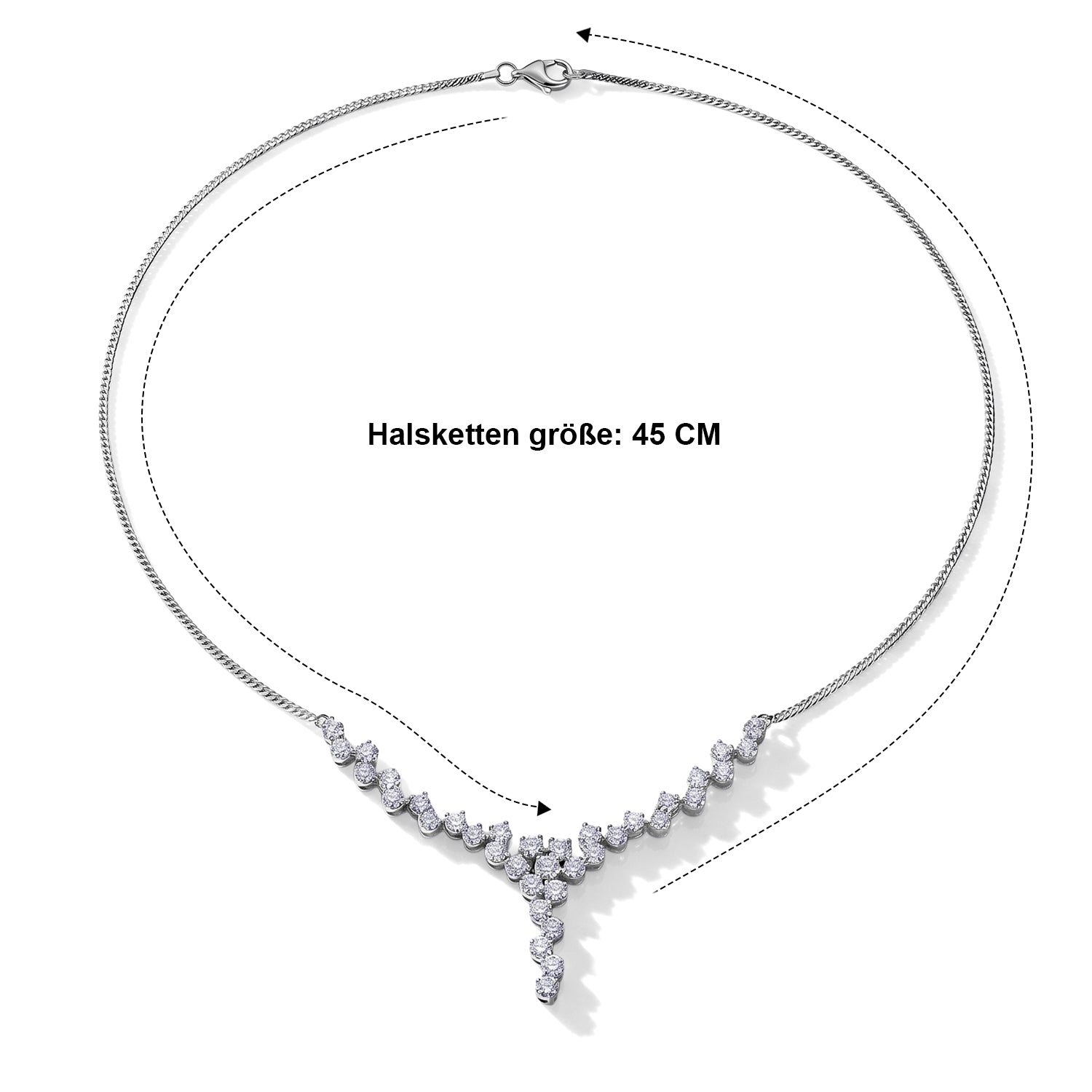 LUXURIANT DIAMOND - Lab Grown Diamant VS1-SI1/D-F GCI zertifiziert Halskette ca. 45 cm 925 Silber rhodiniert ca. 1.48 ct