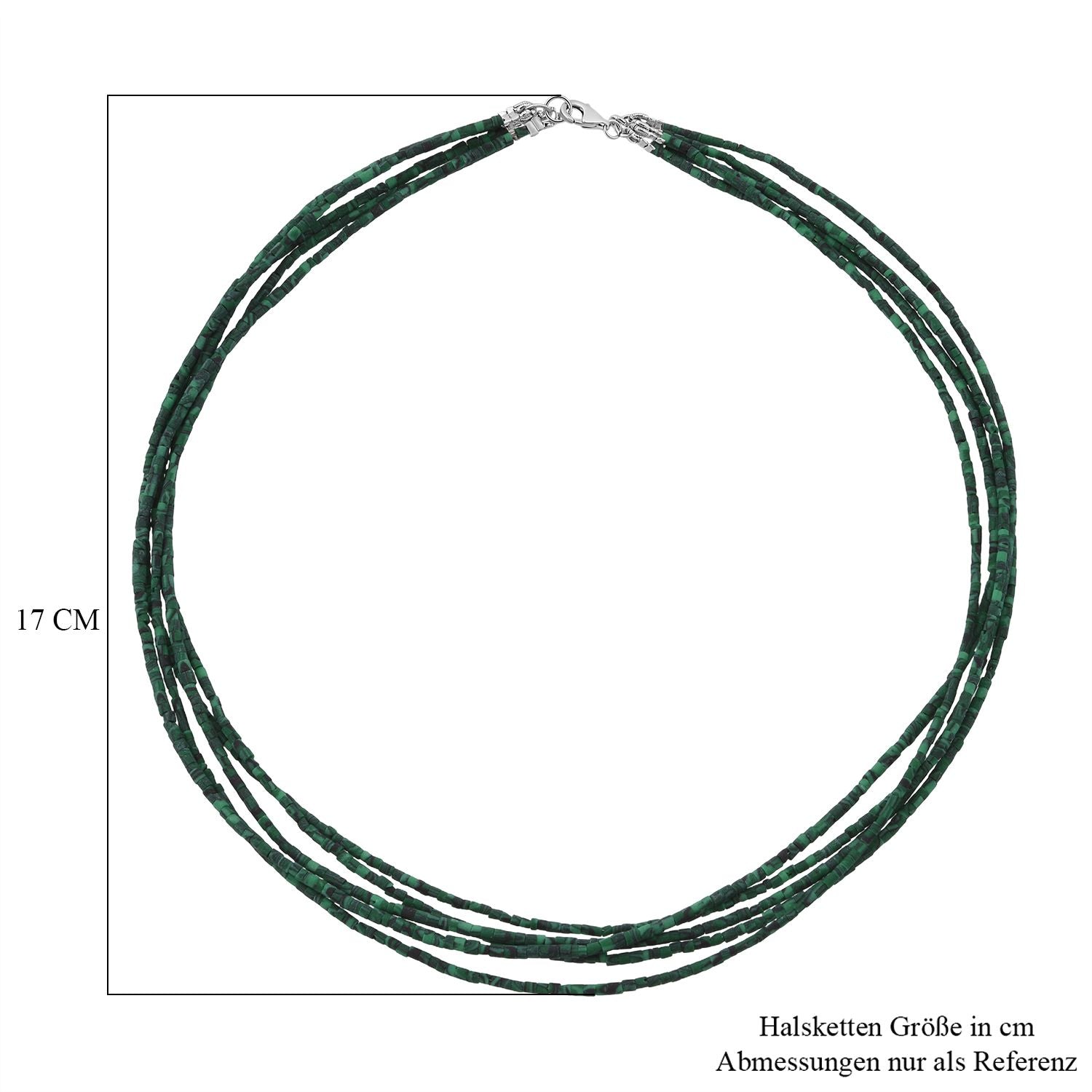 Synthetischer Malachit Halskette ca. 45 cm 925 Silber ca. 77.50 ct
