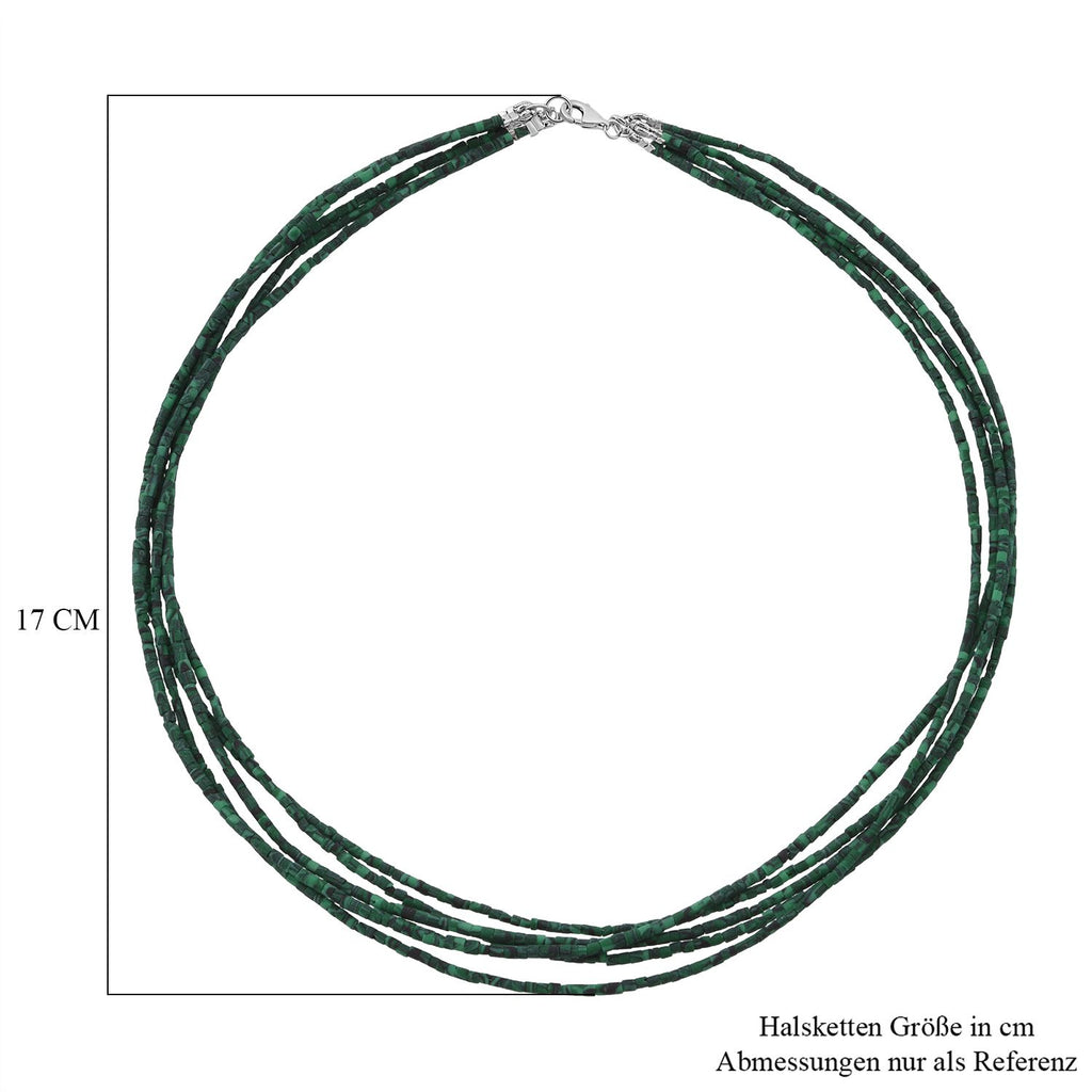 Synthetischer Malachit Halskette ca. 45 cm 925 Silber ca. 77.50 ct