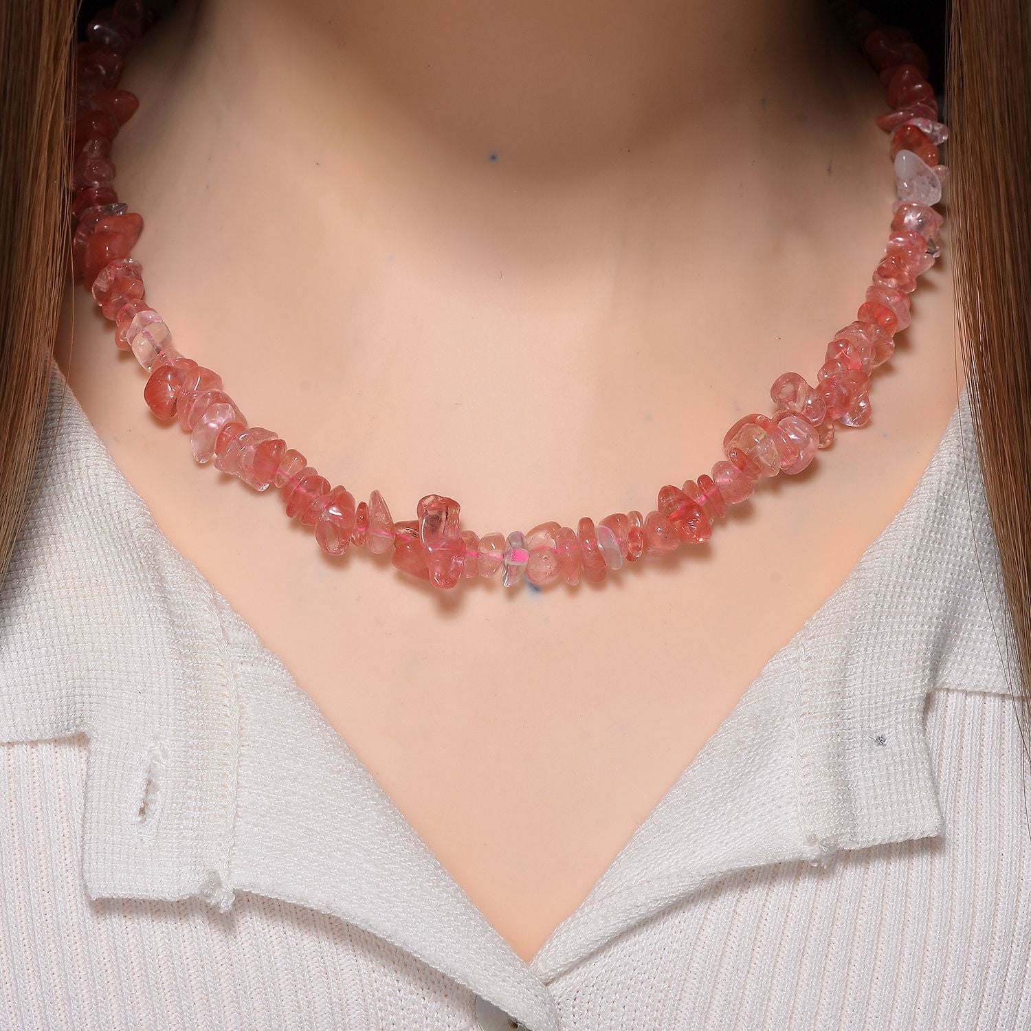 Kirsche Quarz Kette 76 cm ca. 320.00 ct