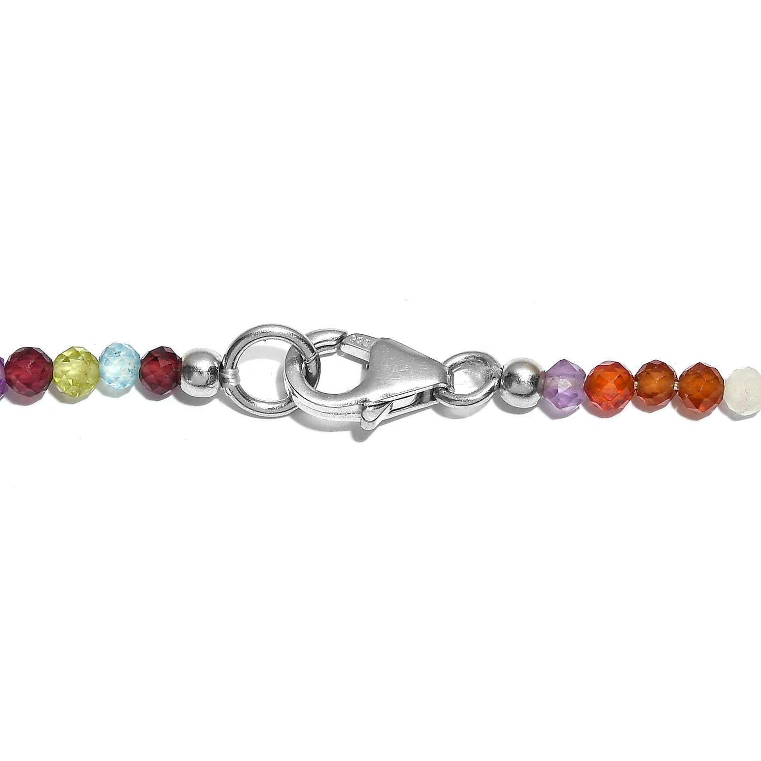 D'Joy Mehrfarbige Süßwasser Perle, Mehrfarbig Edelsteine Halskette ca. 60 cm 925 Silber Rhodiniert