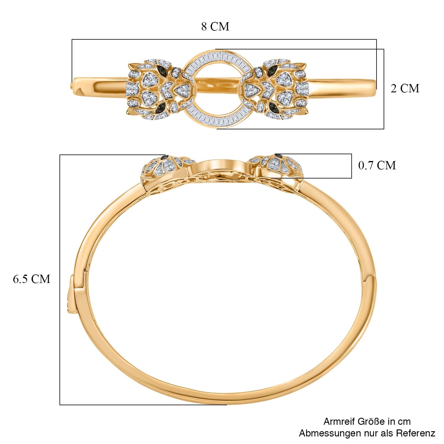 GP Trionfo Kollektion- Kanchanaburi Blauer Saphir, Weißer Diamant Armreif ca. 19 cm 925 Silber 750 Gelbgold Vermeil ca. 1.02 ct