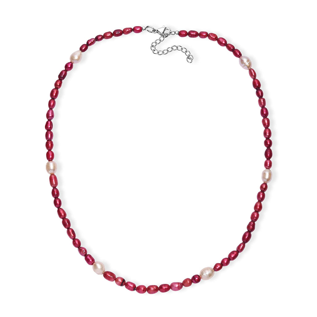 Rosa Süßwasser Perle, Süßwasser Perle Halskette ca. 45 cm 316L Edelstahl