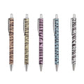 Set aus 5 Metall-Kugelschreibern im Zebra-Design mit silbernem Kopf, 14 cm, Mehrfarbig
