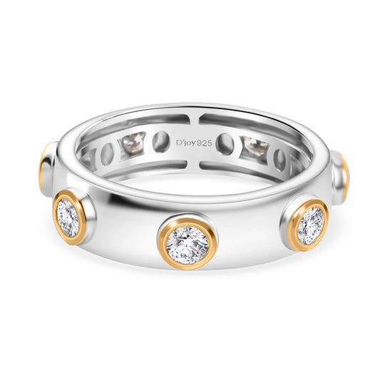 Djoy Moissanit Ring 925 Silber platiniert und vergoldet (Größe 18.00) ca. 0.70 ct