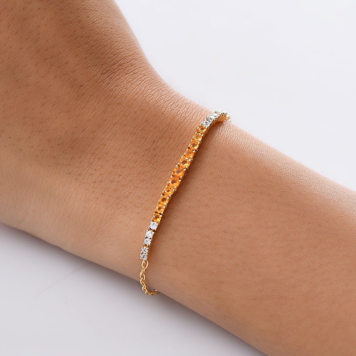D'joy Feueropal Armband ca. 19 cm + 2.5 cm extender, 925 Silber 750 Gelb Vergoldet ca. 1.04 ct