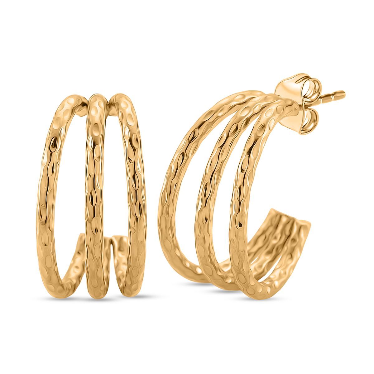 Gehämmert-Design Ohrringe, 316L Edelstahl, goldfarben