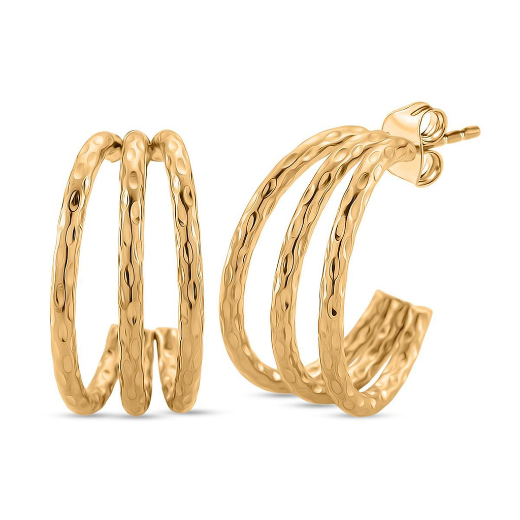 Gehämmert-Design Ohrringe, 316L Edelstahl, goldfarben