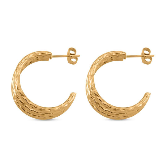 Gehämmert-Design Ohrringe, 316L Edelstahl, goldfarben
