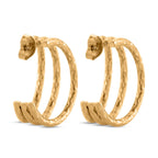 Gehämmert-Design Ohrringe, 316L Edelstahl, goldfarben