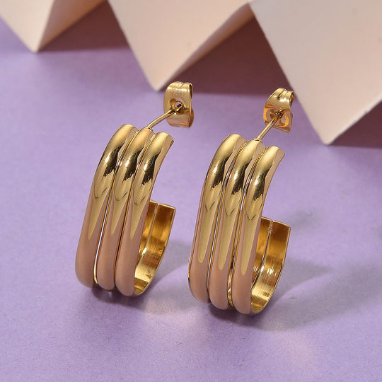 Klassische-Design Ohrringe, 316L Edelstahl, goldfarben