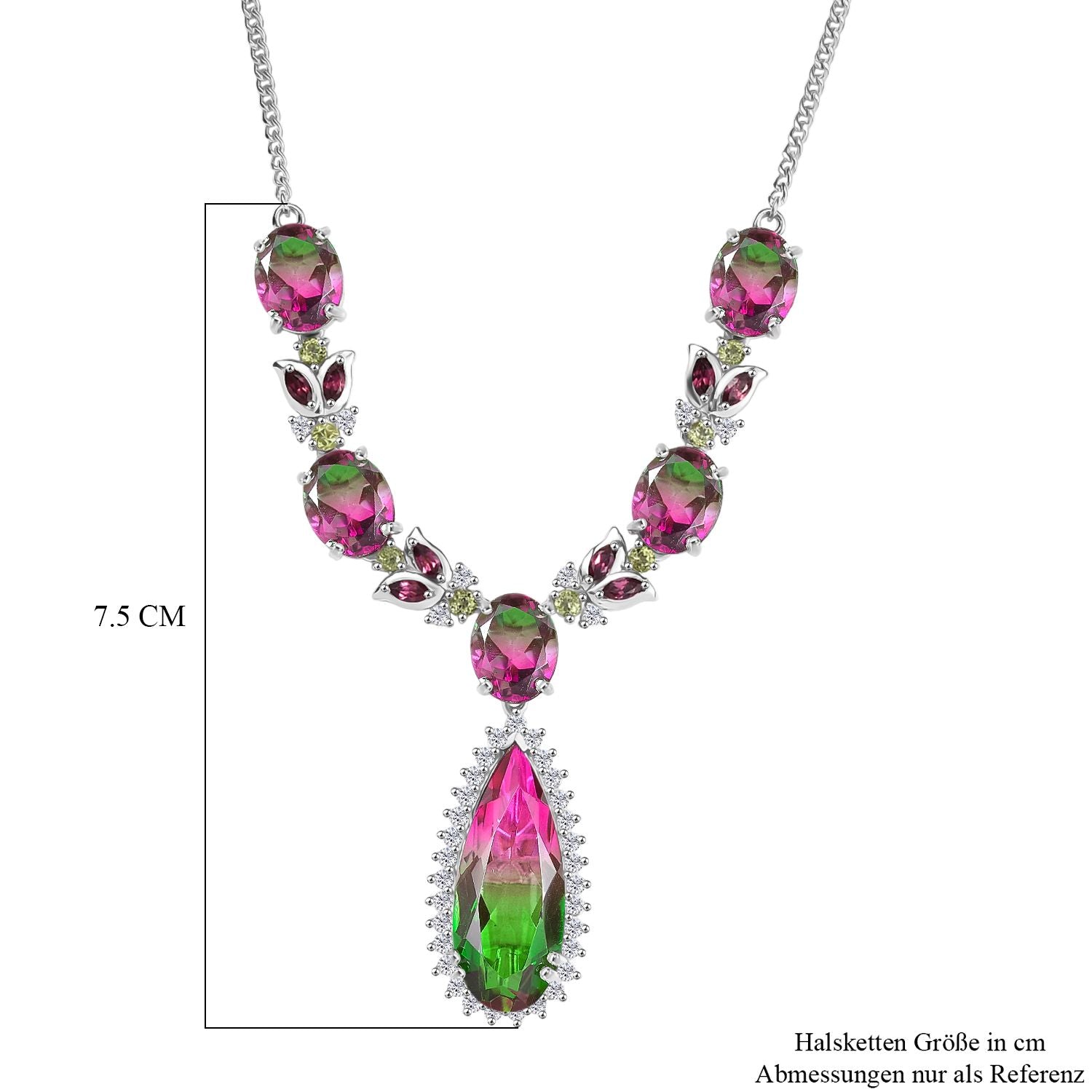 Garden Majesty - D joy Wassermelonen Quarz Triplette Halskette ca. 45 cm 925 Silber rhodiniert ca. 27,56 ct.
