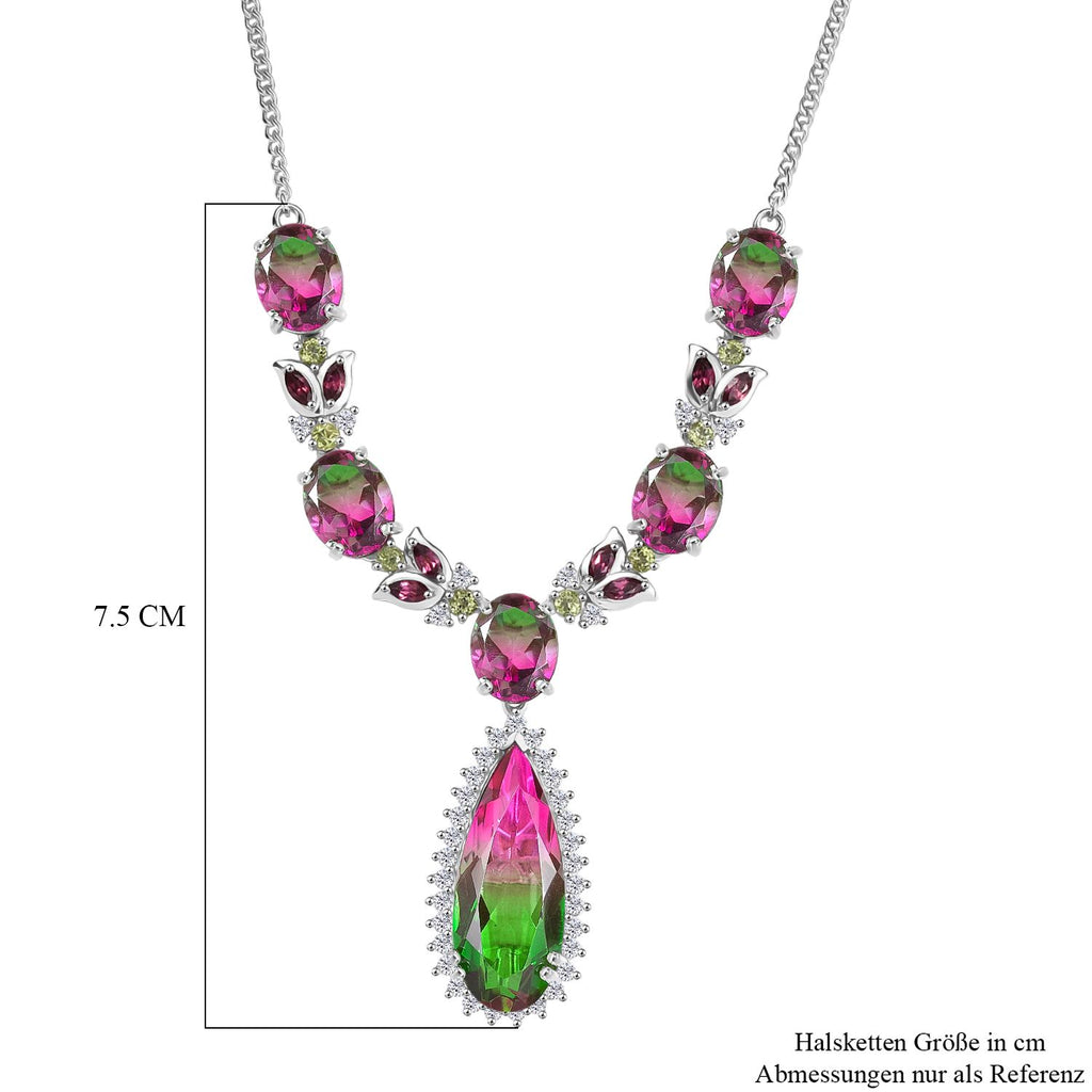 Garden Majesty - D joy Wassermelonen Quarz Triplette Halskette ca. 45 cm 925 Silber rhodiniert ca. 27,56 ct.
