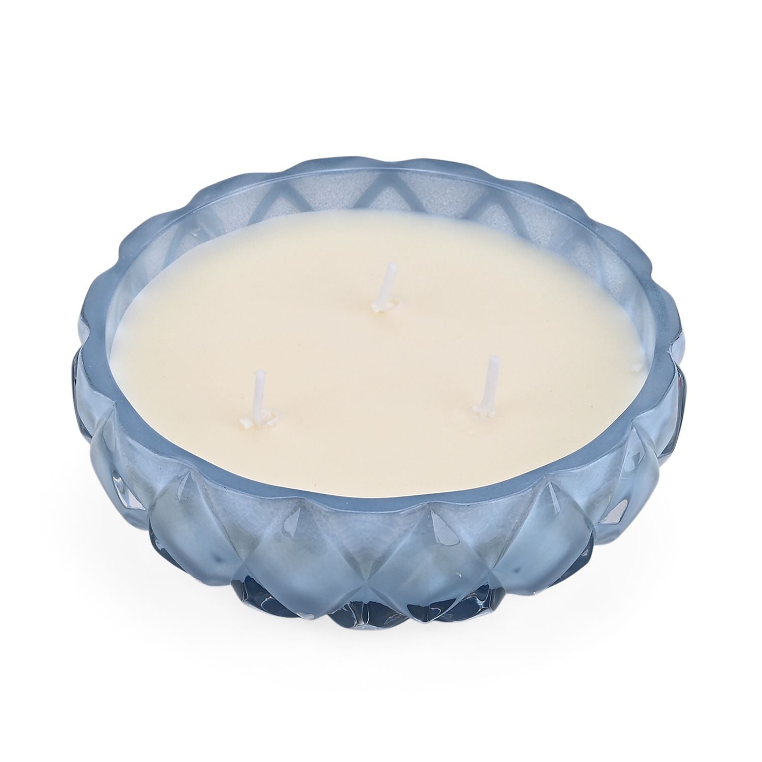 LIVMORE - Duftkerze Winterzauber-Design, 25 Std. Brenndauer, 150g, 4,5 ml ätherisches Öl, Amber und Pfingstrose, Blau