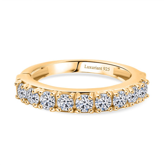 LUXURIANT DIAMOND - Lab Grown Diamant SI Ring 925 Silber 750 Gelbgold Vermeil (Größe 17.00) ca. 1.00 ct