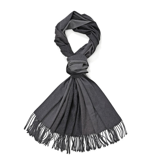 Eleganter Ombre-Schal mit Fransen, 68x180 cm, Steingrau
