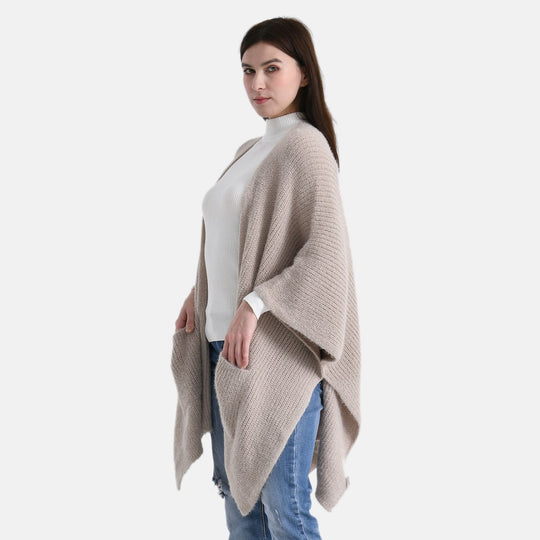 Cardigan im Casual-Chic mit offenen Seiten und Taschen, Einheitsgröße, Karamellbraun