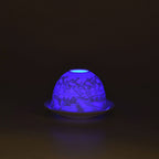 LED-Porzellan-Teelichthalter - Motiv Weihnachtsmann und Rentier, 13-Farben-LED mit Fernbedienung, Durchmesser 10,5 cm, Höhe 7,5 cm