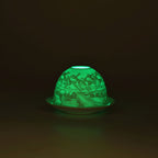 LED-Porzellan-Teelichthalter - Motiv Weihnachtsmann und Rentier, 13-Farben-LED mit Fernbedienung, Durchmesser 10,5 cm, Höhe 7,5 cm