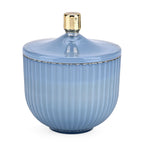 Duftkerze im Glas mit Deckel, Luxusglas-Design, Tabak und Oud, Blau