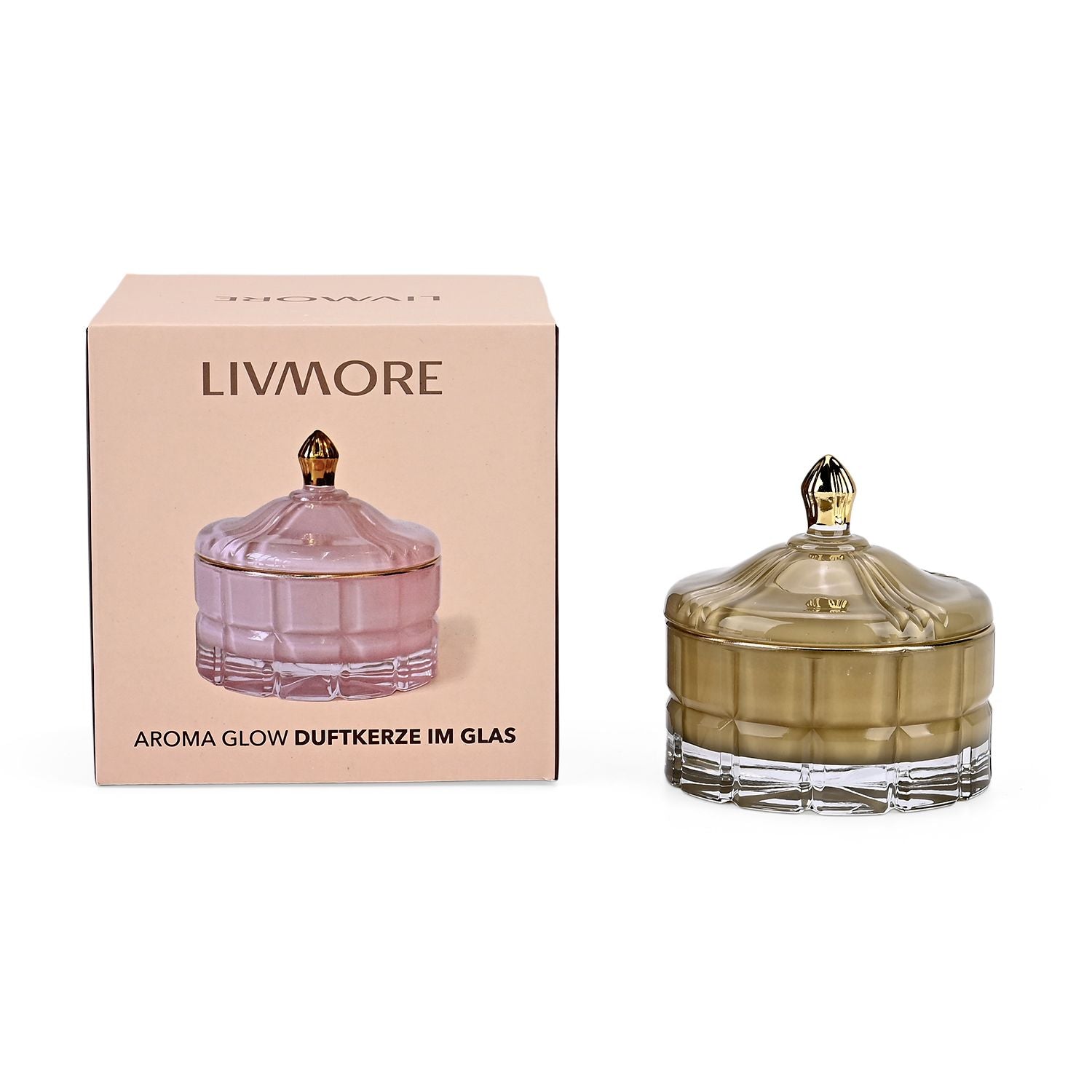 LIVMORE - Duftkerze, 28 Std. Brenndauer, 150g, 4,5 ml ätherisches Öl, Oud-Holz, Grün