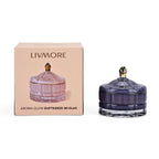LIVMORE - Duftkerze Winterzauber-Design, 28 Std. Brenndauer, 150g, 4,5 ml ätherisches Öl, Lavendel und Jasmin, Flieder