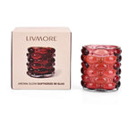 LIVMORE - Duftkerze im strukturierten Glas, 48 Std. Brenndauer, 280g, 8,4 ml ätherisches Öl,  Pink Champagner, 48 Std. Brenndauer, Rot