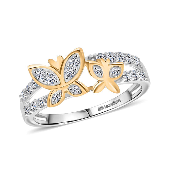 LUXURIANT DIAMOND -Lab Grown Diamant SI-GH Ring 925 Silber Rhodiniert und 750 Gelbgold Vermeil (Größe 17.00) ca. 0.50 ct