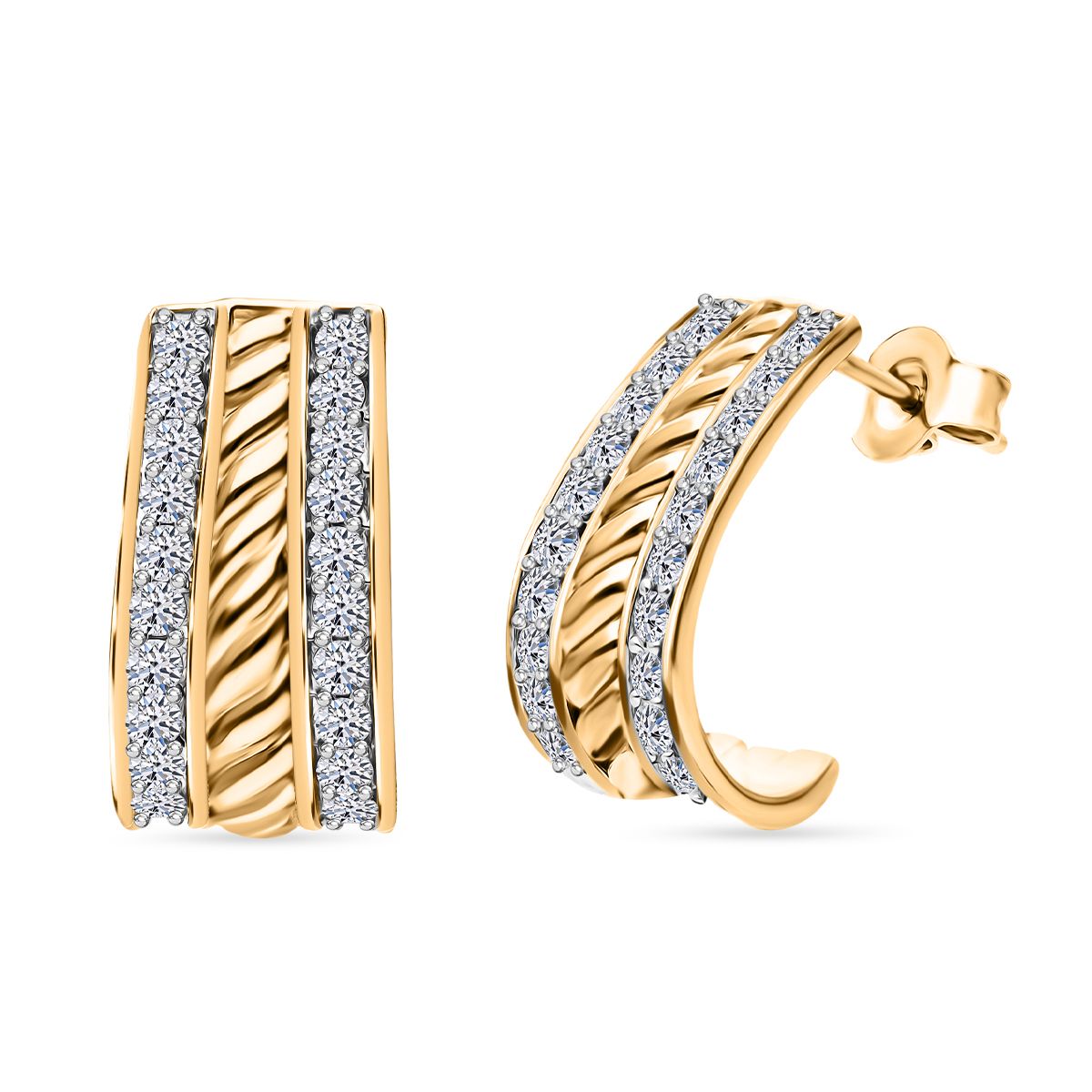 LUXURIANT DIAMOND - Lab Grown Diamant SI-GH Ohrringe 925 Silber 750 Gelbgold Vermeil ca. 1.00 ct