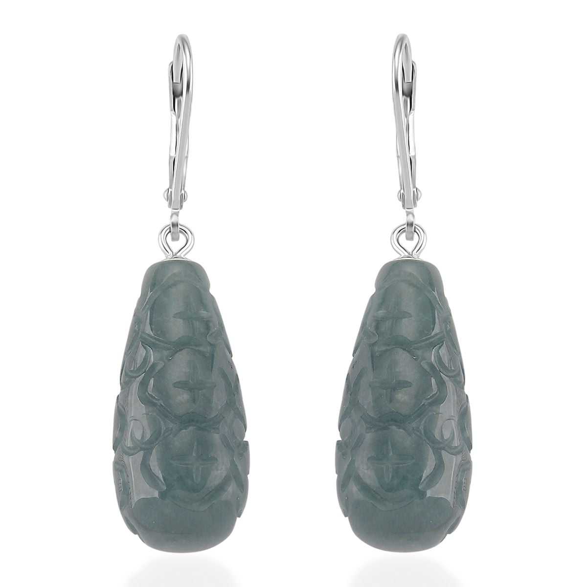 EXTREM SELTEN - Natürlicher Olmek Jadeit Ohrringe 925 Silber rhodiniert ca. 55.00 ct